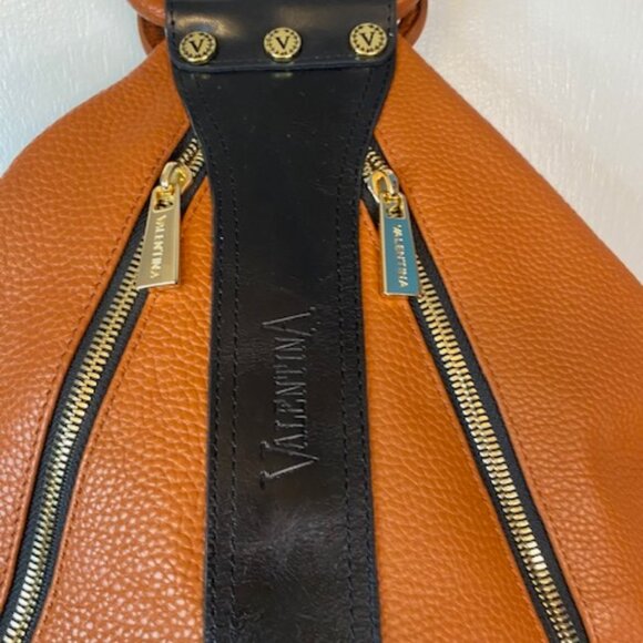 Valentina Leather Backpack in Rich Orange and Black - Picture 3 of 13